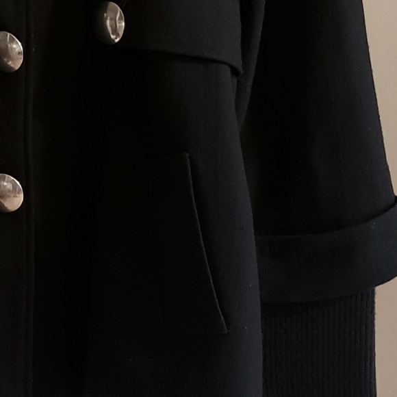 Della Spiga Black Coat Elbow Cuffed Sleeves Sweater Arms Chrome Button W-Size 10 - Picture 4 of 11
